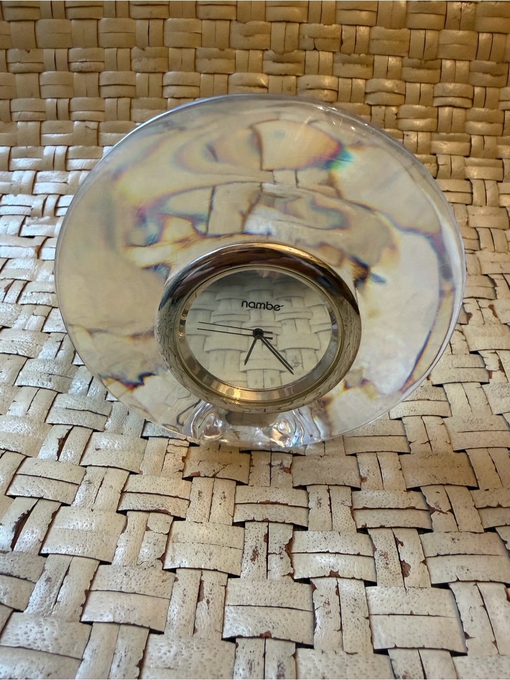 Elegant Nambe Clear Crystal Glass Clock